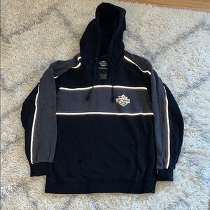 Harley Davidson Black and Gray Hoodie with Logo